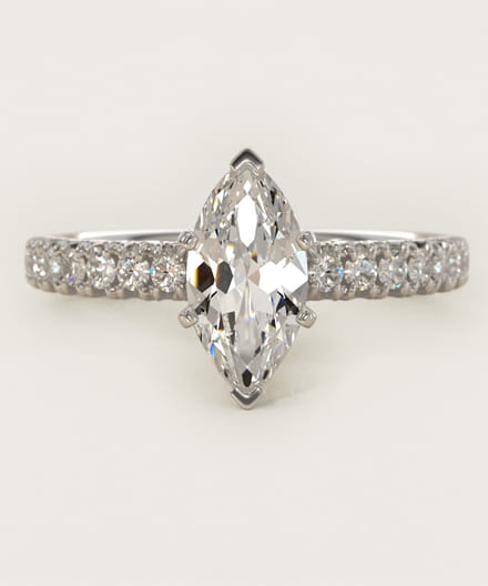 French Pavé Diamond Engagement Ring In Platinum