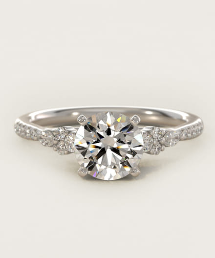 Petite Marquise And Round Diamond Engagement Ring In 14k White Gold