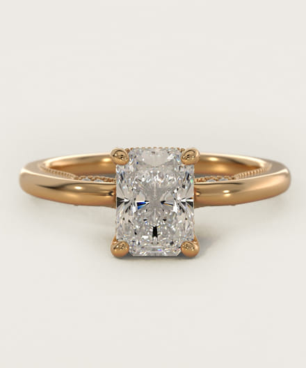 Lace Bridge Solitaire Plus Hidden Halo Diamond Engagement Ring In 14k Yellow Gold